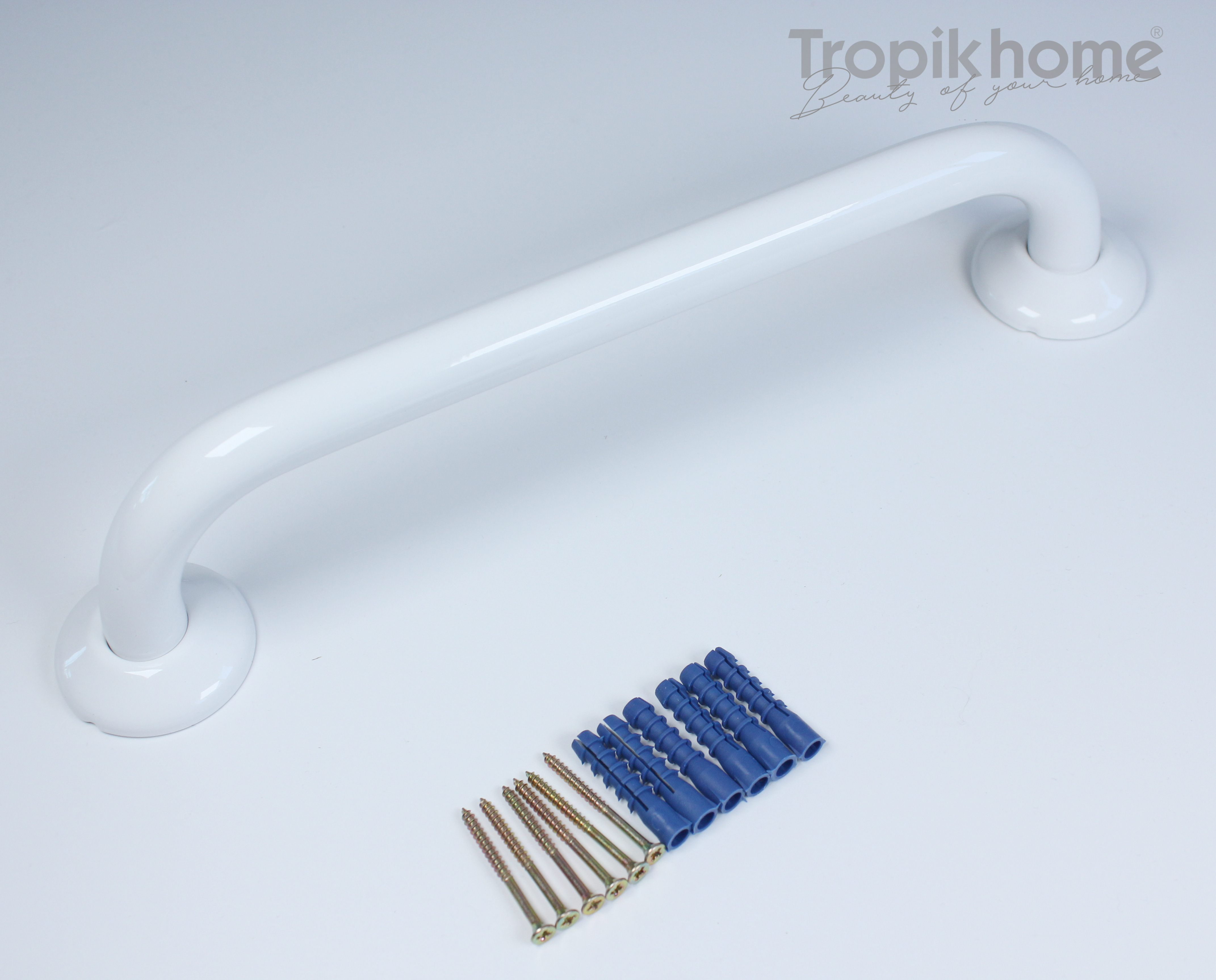 Tropik Home white rustproof steel disability grab handle rail bar for bathroom safety support